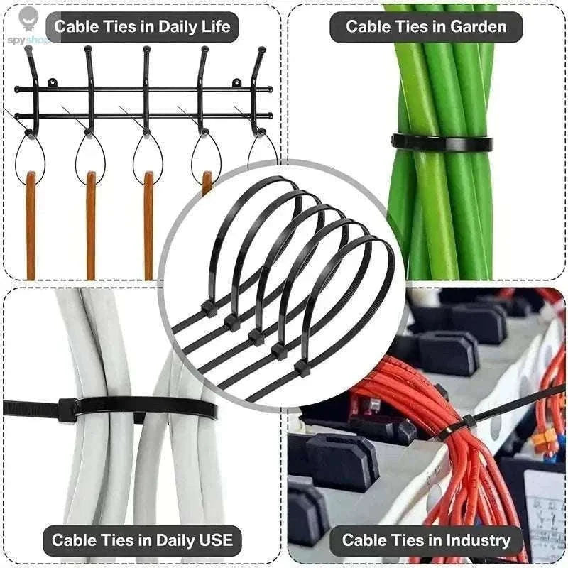 Nylon Self-Locking Cable Ties for Clean, Secure Cable Management-White(4x200mm) / 200pcs