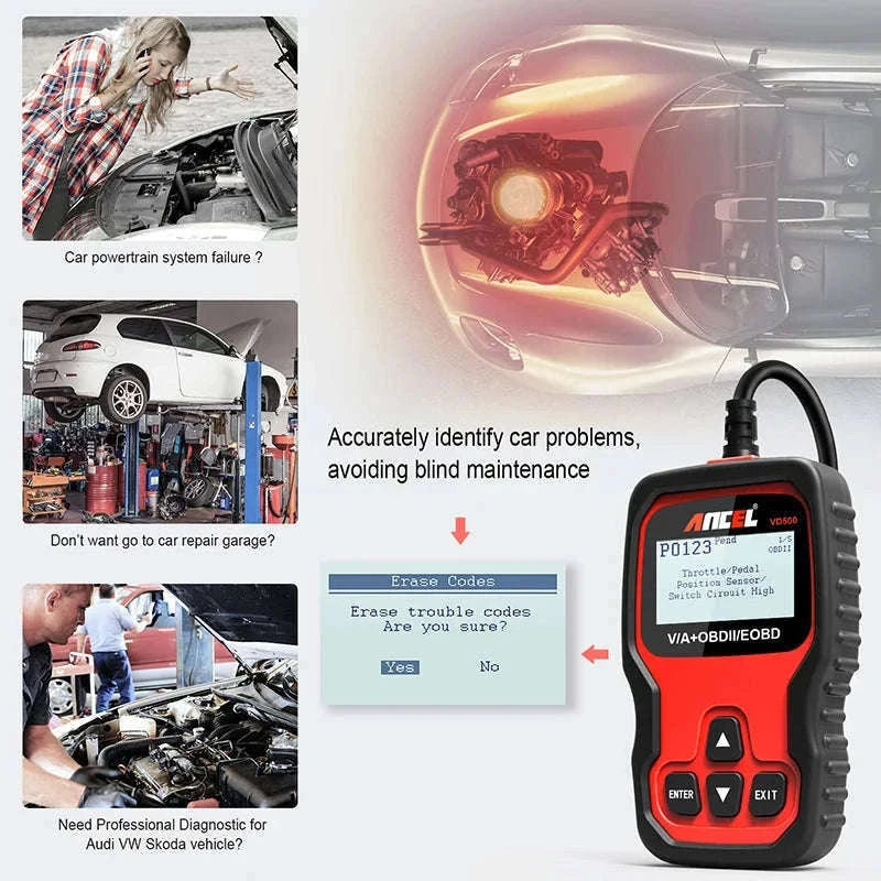 OBD2 Diagnostic Scanner Full System Scan Tool-Red