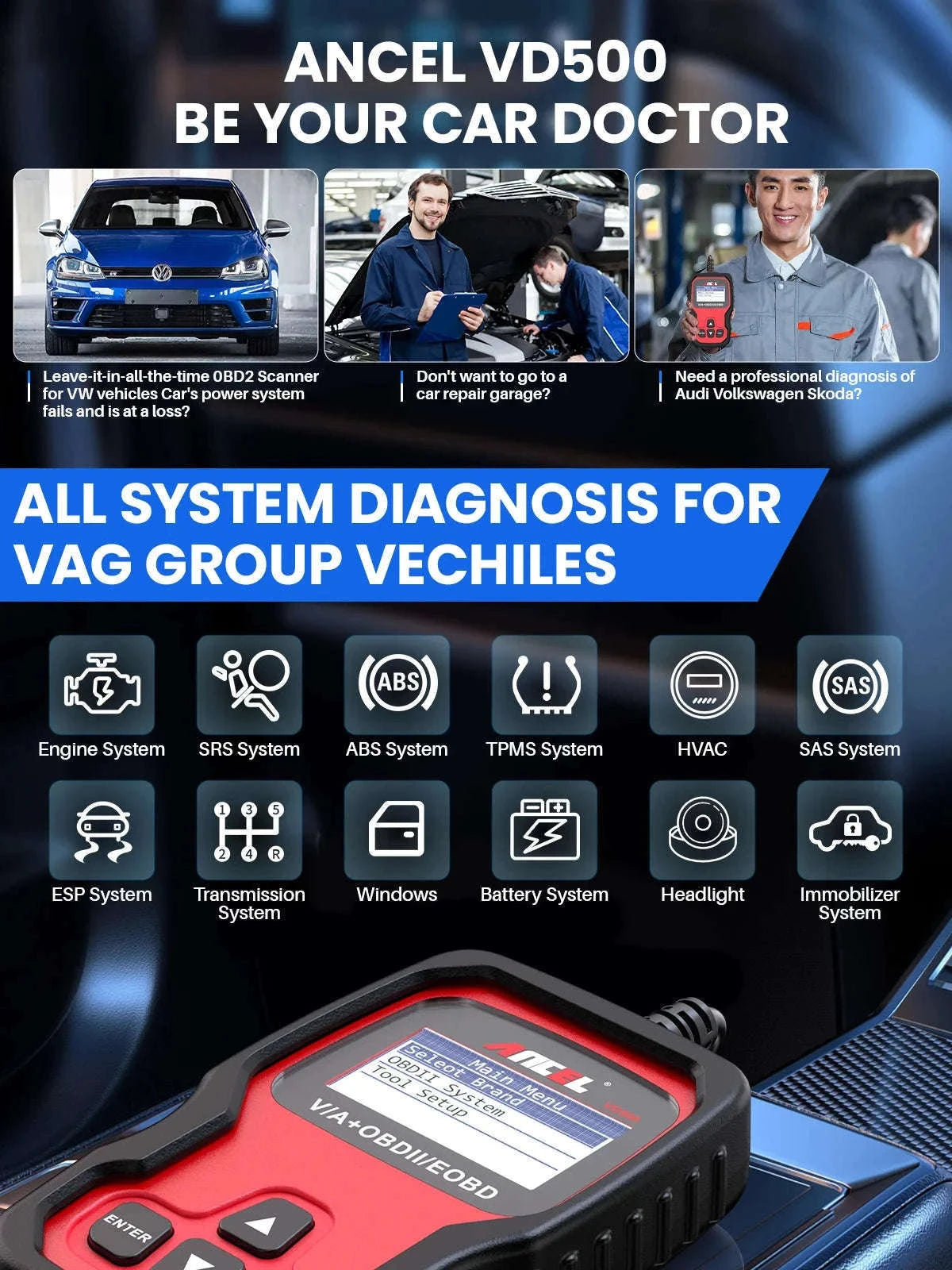 OBD2 Diagnostic Scanner Full System Scan Tool-Red
