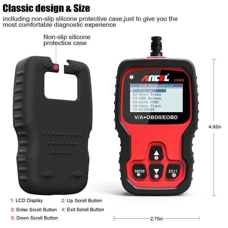 OBD2 Diagnostic Scanner Full System Scan Tool-Red