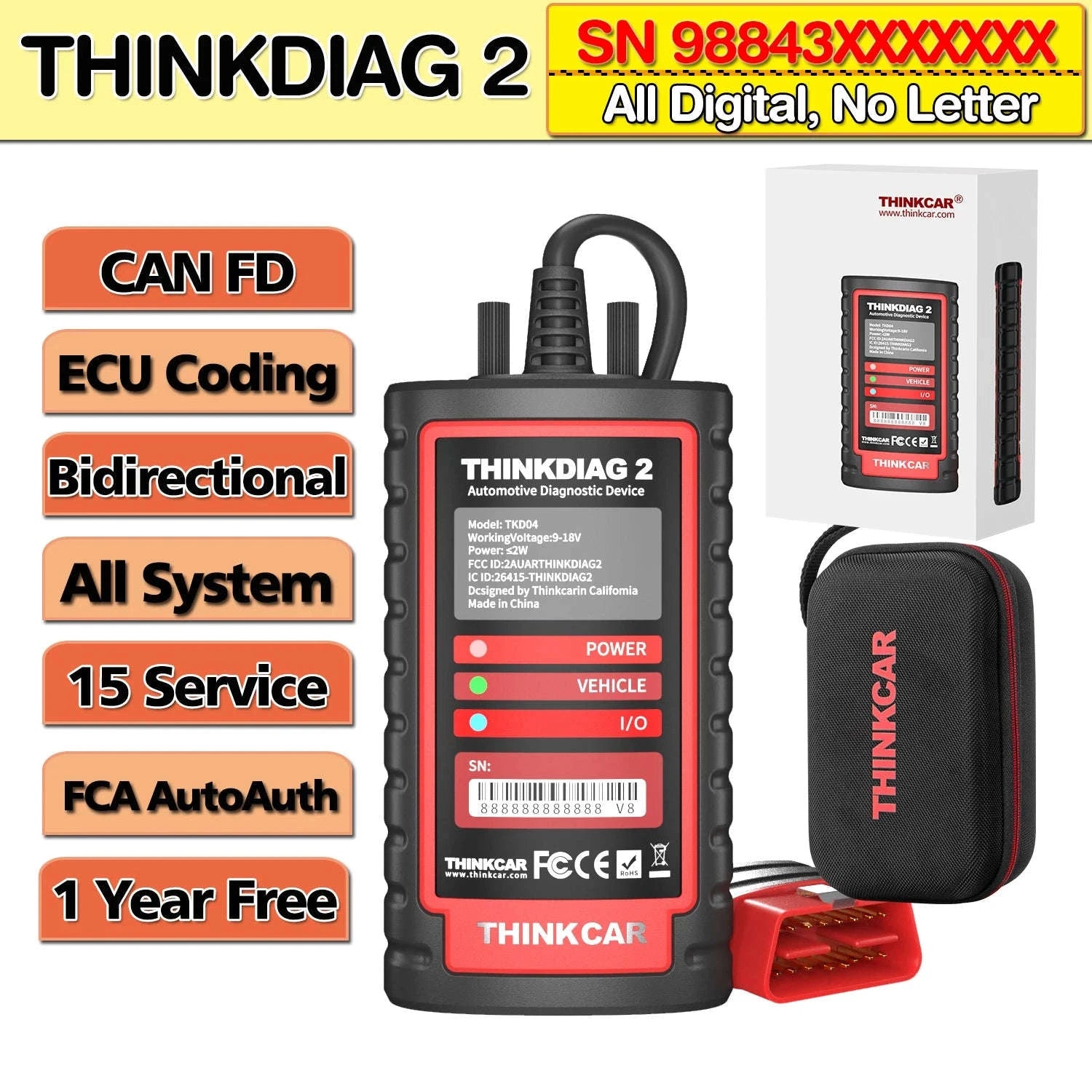 OBD2 Diagnostic Scanner with ECU Coding and Active Test-EDIAG PLUS / United States