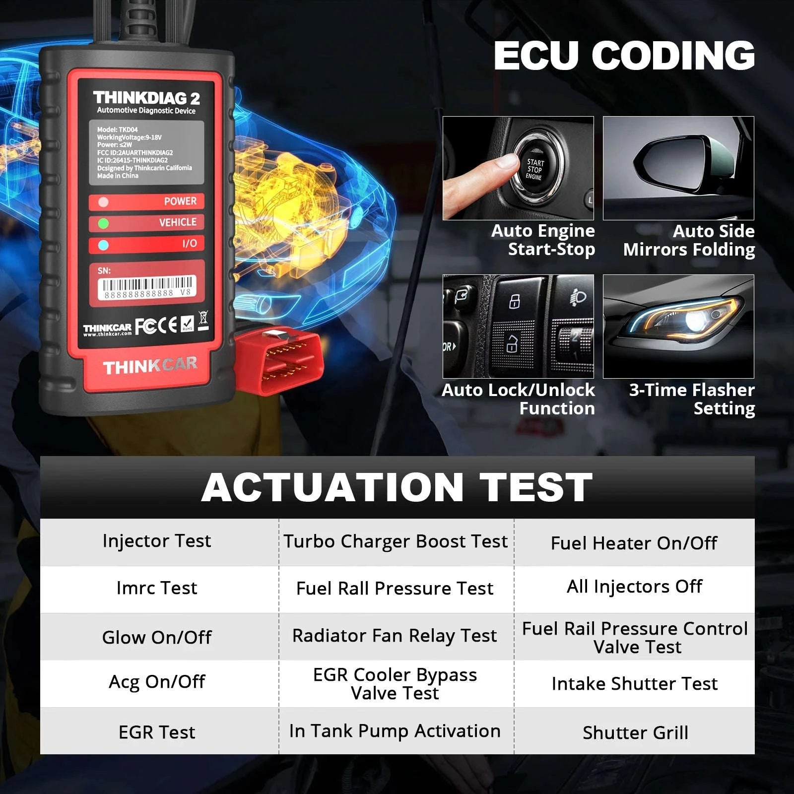 OBD2 Diagnostic Scanner with ECU Coding and Active Test-EDIAG PLUS / United States