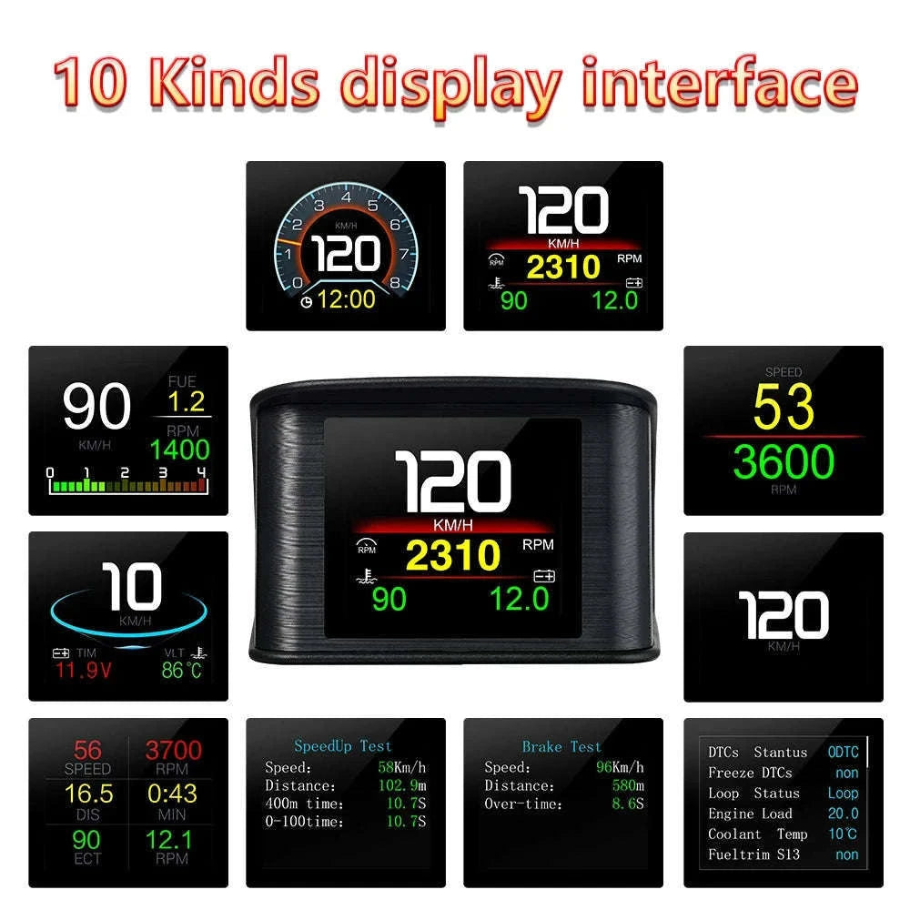 OBD2 Head Up Display Digital Speedometer with Overspeed Alarm-Default Title