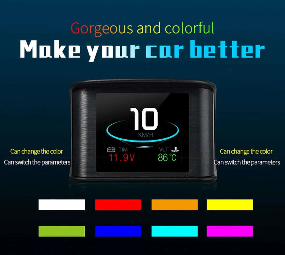 OBD2 Head Up Display Digital Speedometer with Overspeed Alarm-Default Title