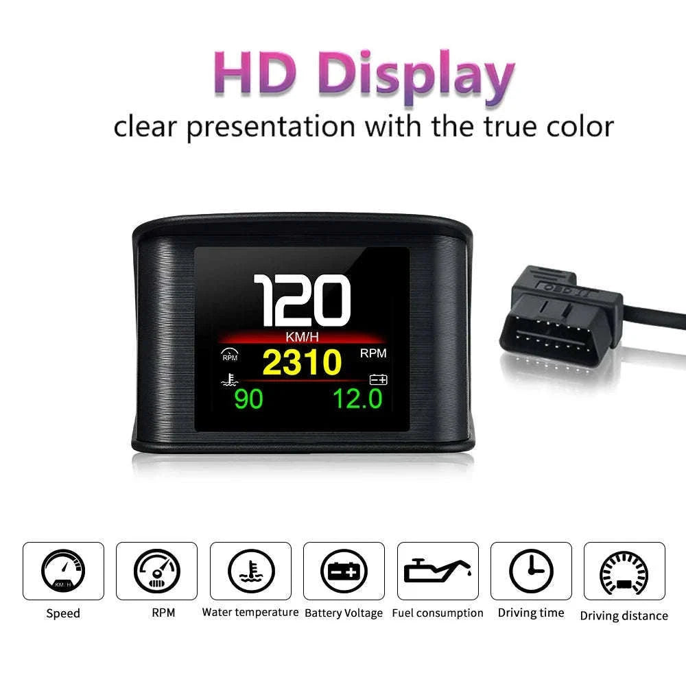 OBD2 Head Up Display Digital Speedometer with Overspeed Alarm-Default Title