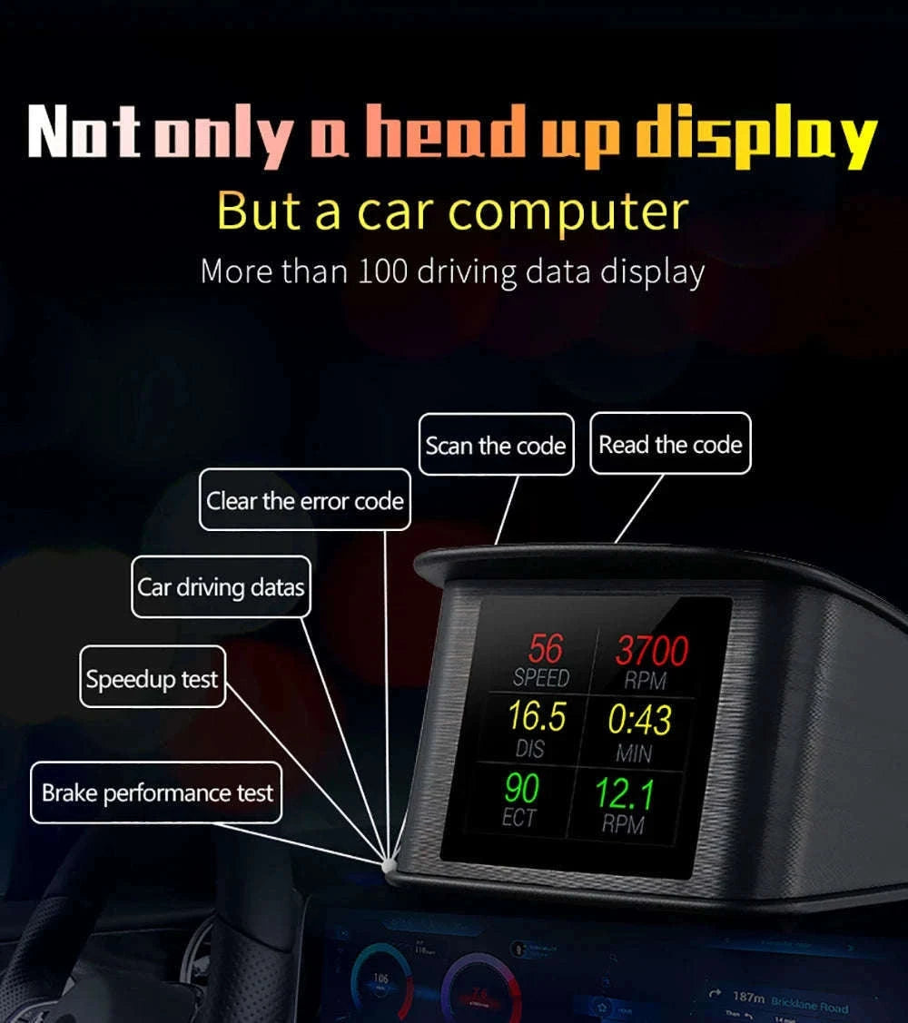 OBD2 Head Up Display Digital Speedometer with Overspeed Alarm-Default Title