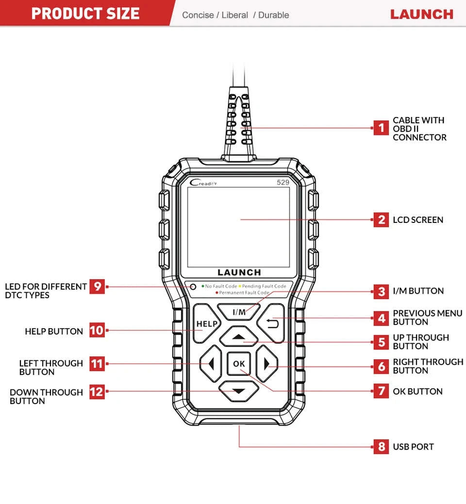 OBD2 Scanner Code Reader-CR529 / United States