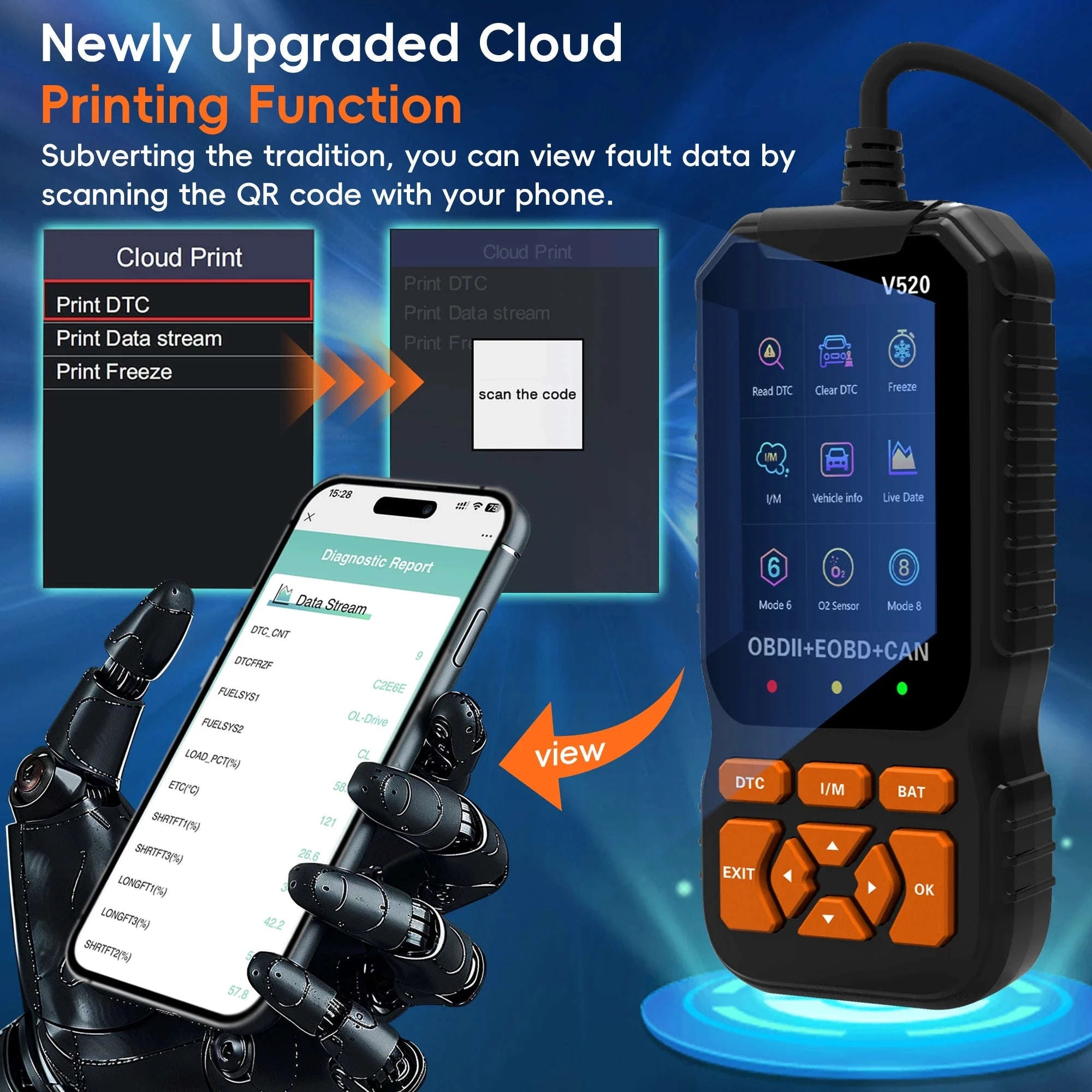 OBD2 Scanner Diagnostic Tool Check Engine Code Reader-orange / United States