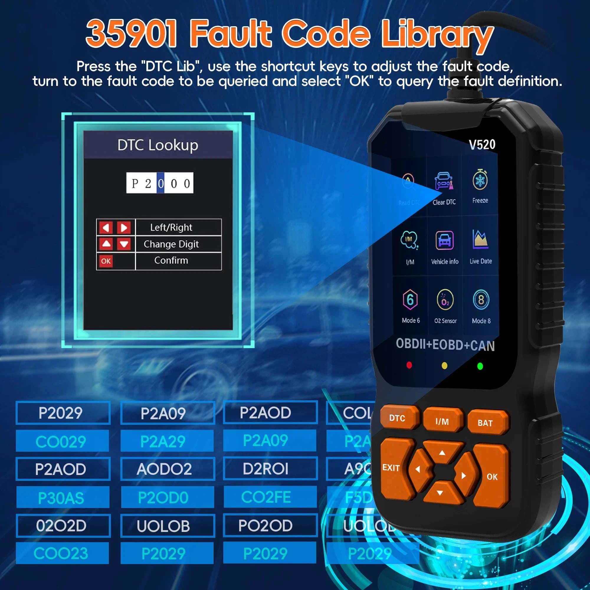 OBD2 Scanner Diagnostic Tool Check Engine Code Reader-orange / United States