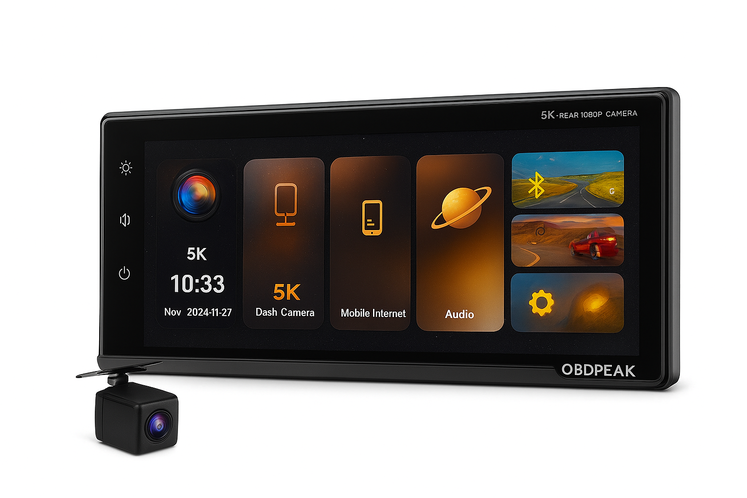 Front 5K Rear 1080P Dash Cam with 11.3-Inch Touch Screen and Night Vision