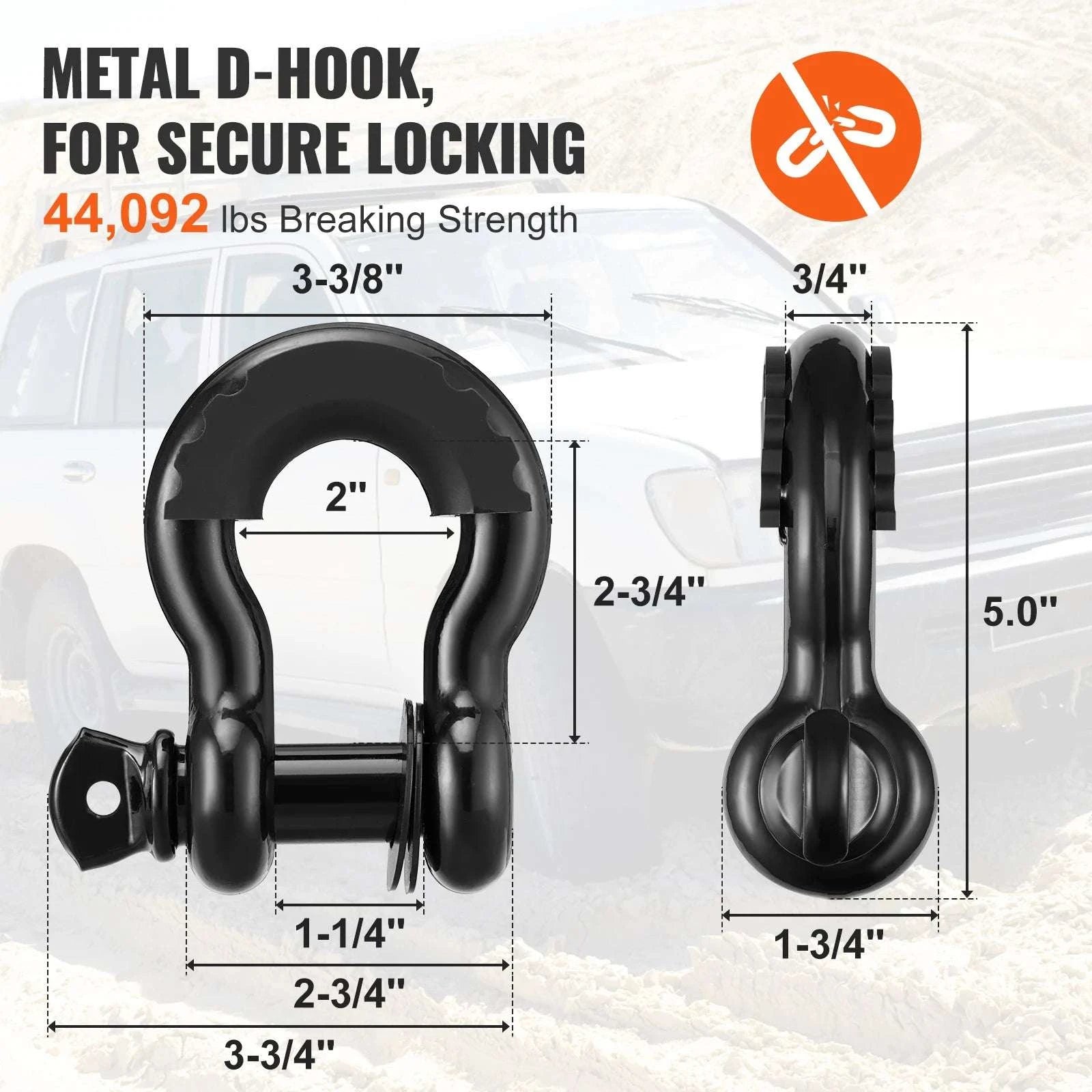 Off-Road Recovery Kit with 30,000 lb Tow Strap & D-Ring Shackles-5-piece set / CZECH REPUBLIC