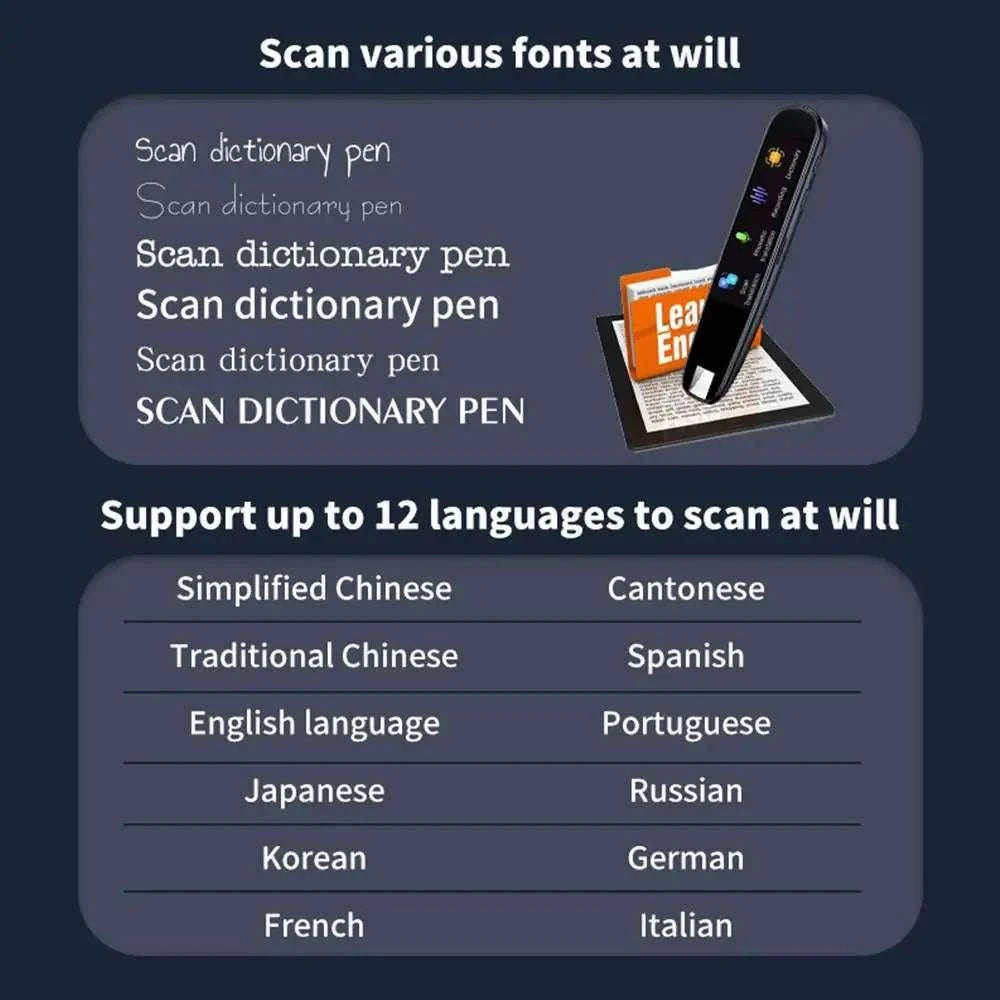 Offline Translation Pen with Intelligent Scanning and 123‑Language Support-black / JP