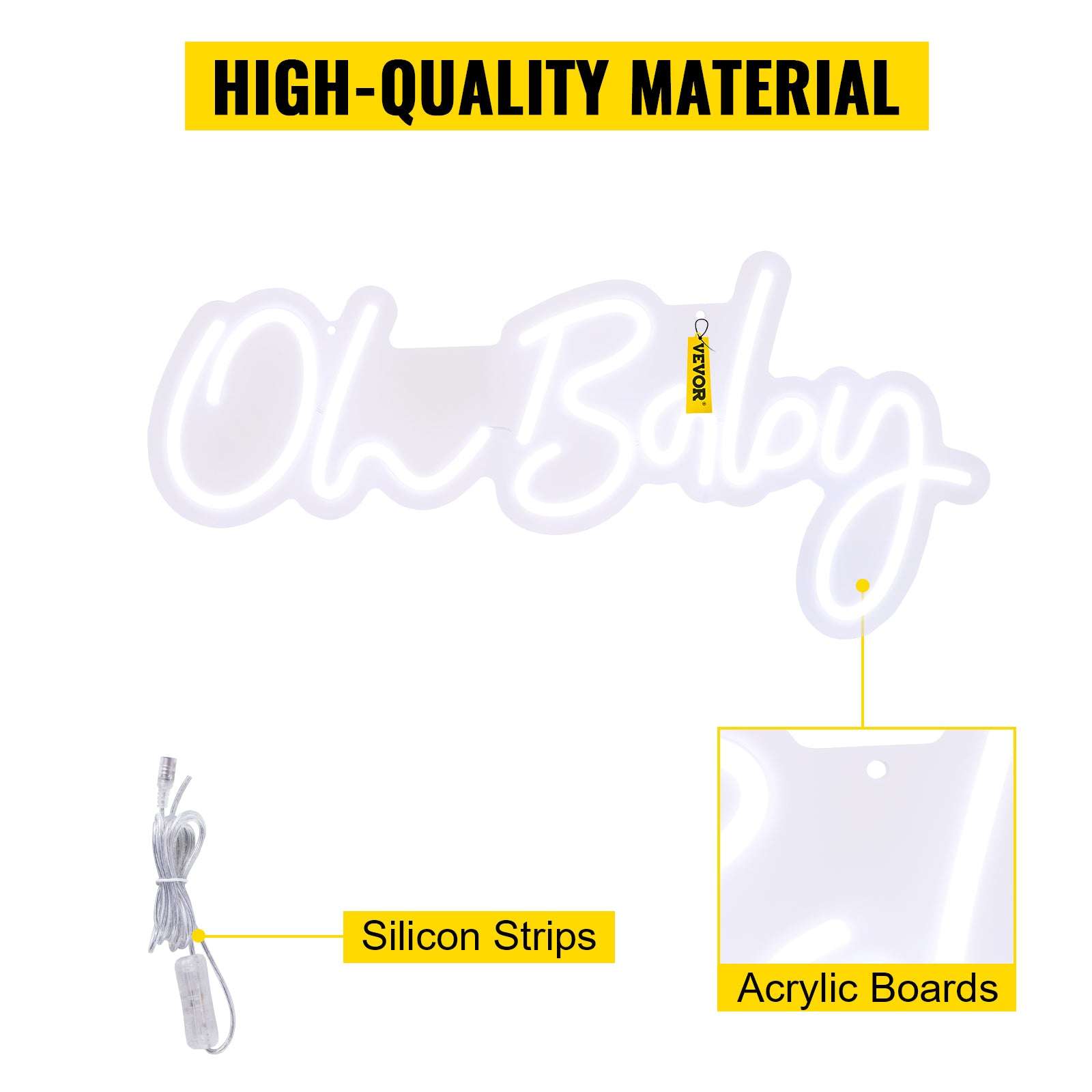 Oh Baby LED Neon Sign with Remote & Adjustable Brightness-Warm White 16W / United States