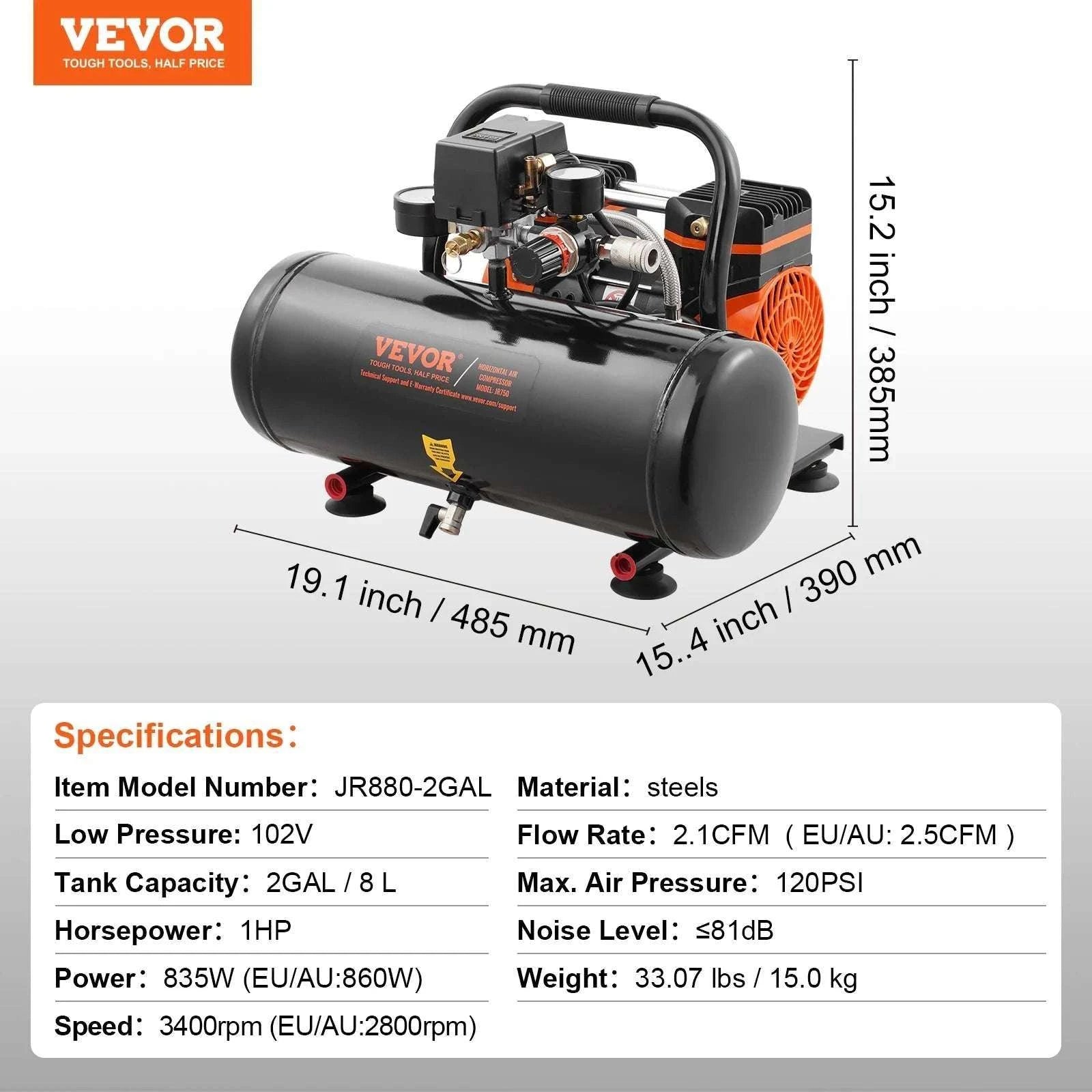 Oil-Free Air Compressor Quiet Electric Pump for Tires & Tools-30L / United States