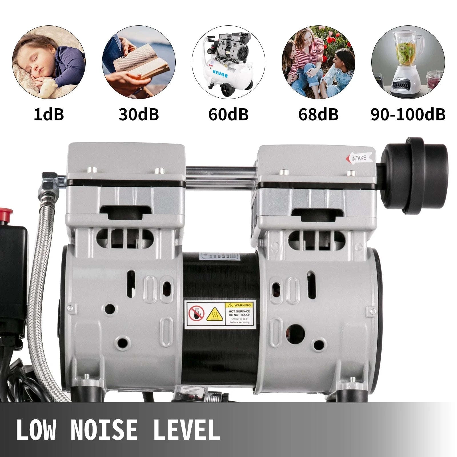 Oil-Free Silent Air Compressor 750W 1HP 25L/60L for Home & Garage-60L 1500W / Poland