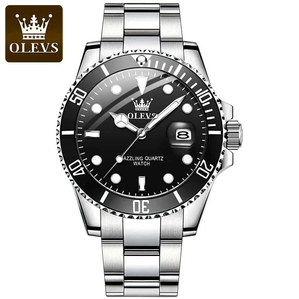 OLEVS Green Waterproof Quartz Watch-Golden blue / No