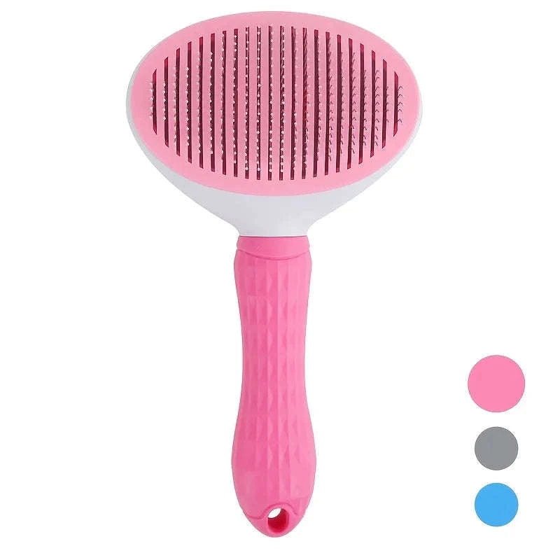 One-Click Pet Hair Removal Comb-Pink / Fine-needle comb
