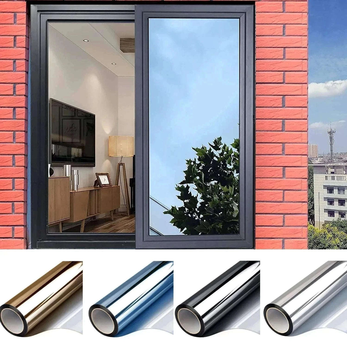 One Way Mirror Window Film for Daytime Privacy and Heat Control-Silver-silver / 90x500 cm