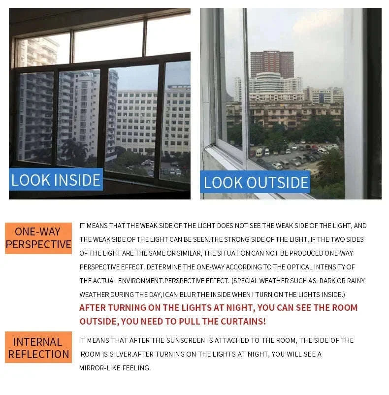 One Way Mirror Window Film for Privacy and Heat Control-Brown silver / 90x500 cm