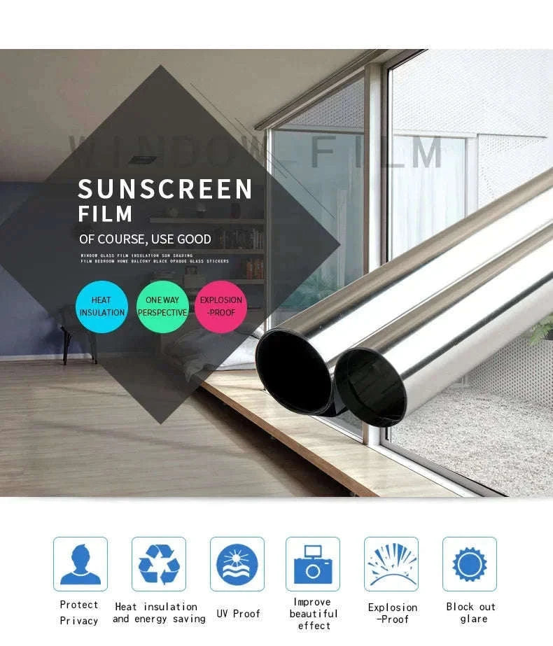 One Way Mirror Window Film for Privacy and Heat Control-Brown silver / 90x500 cm
