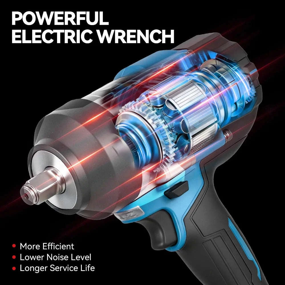 ONEVAN 2800N.M High Torque Brushless Electric Wrench Cordless 1/2 Inch Screwdriver Impact Drill Tool For Makita 18V Battery Pin-2 Big Battery Set / United States