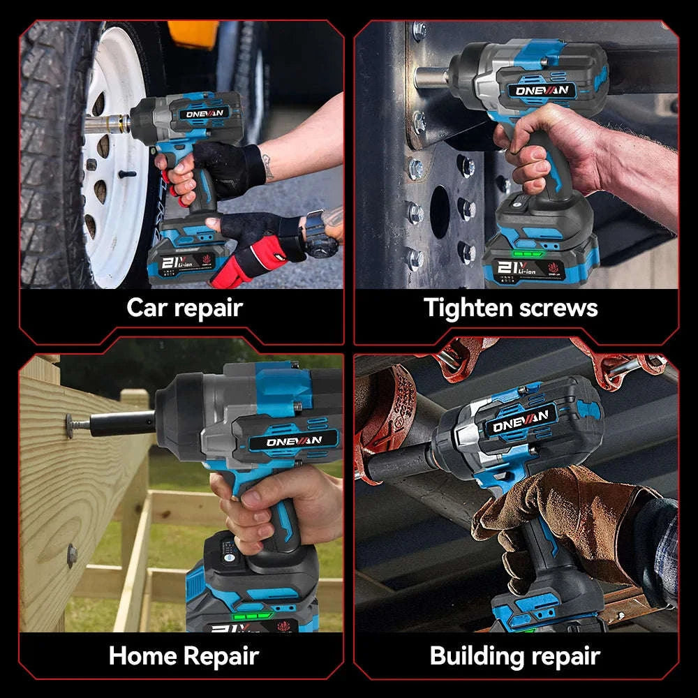 ONEVAN 2800N.M High Torque Brushless Electric Wrench Cordless 1/2 Inch Screwdriver Impact Drill Tool For Makita 18V Battery Pin-2 Big Battery Set / United States