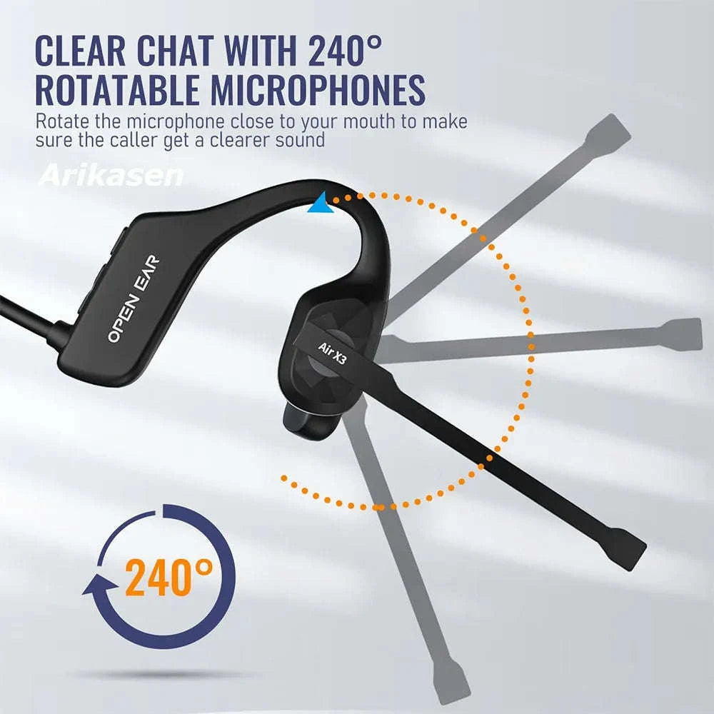 Open-Ear Headset with Noise‑Canceling Boom Microphone-black