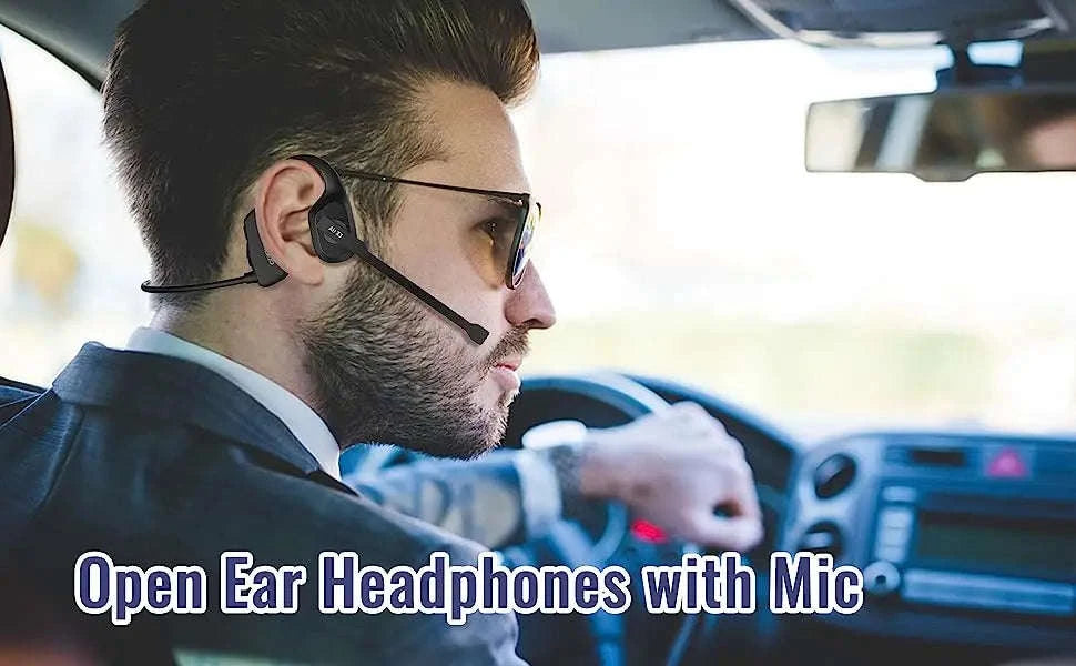 Open-Ear Headset with Noise‑Canceling Boom Microphone-black