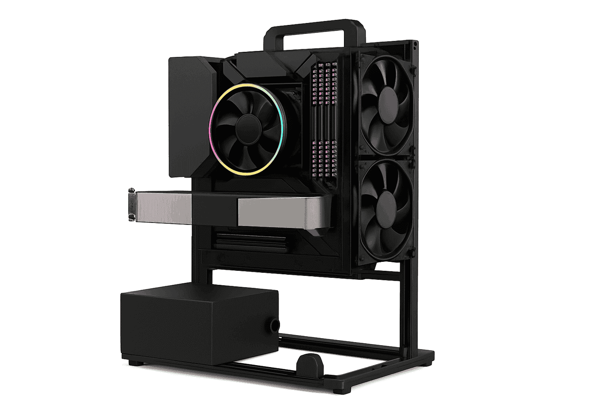 Open Frame Aluminum PC Case for ITX/MATX/ATX Builds-ITX Black