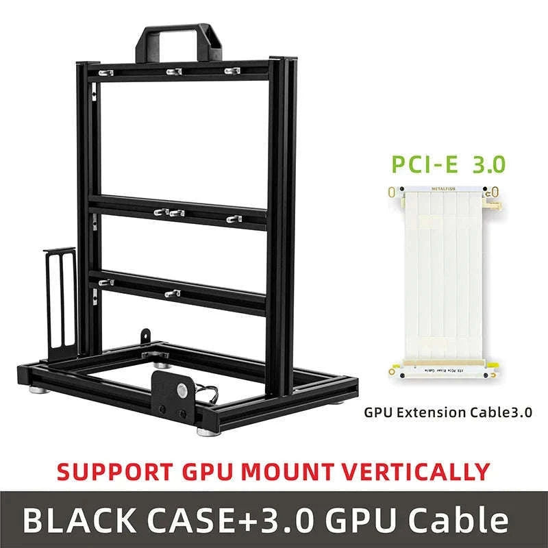 Open Frame ATX Aluminum PC Case with Horizontal GPU Mount-BlockCase Silver
