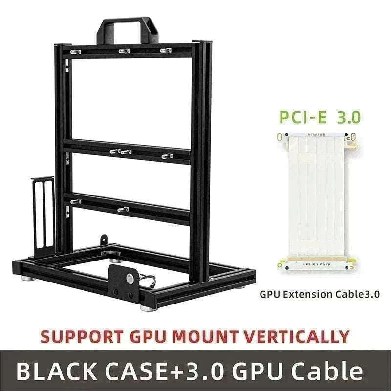Open Frame ATX Aluminum PC Case with Horizontal GPU Mount-BlockCase Silver