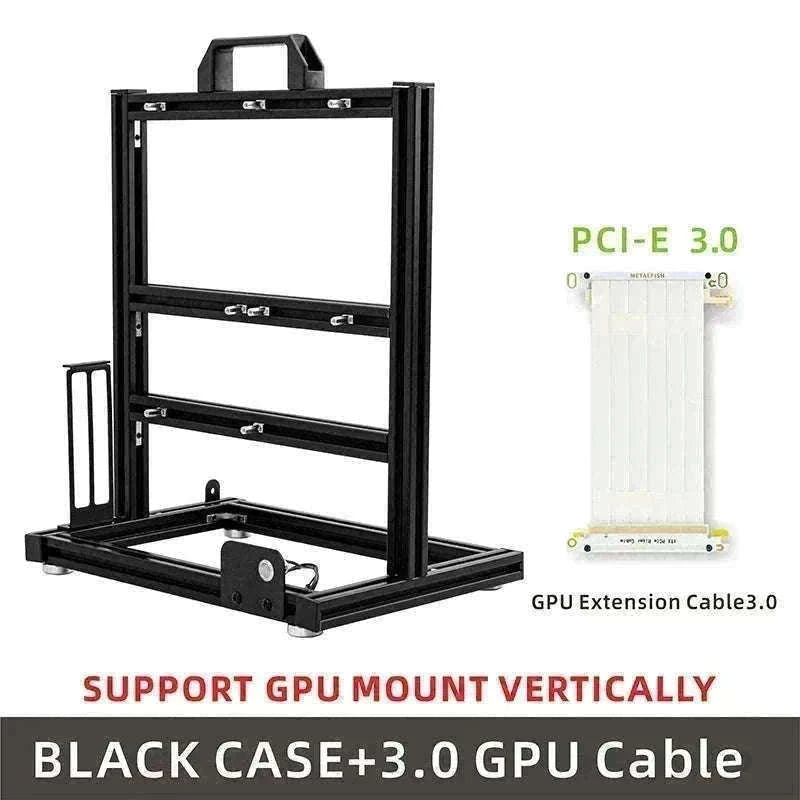 Open Frame ATX Aluminum PC Case with Horizontal GPU Mount-BlockCase Silver
