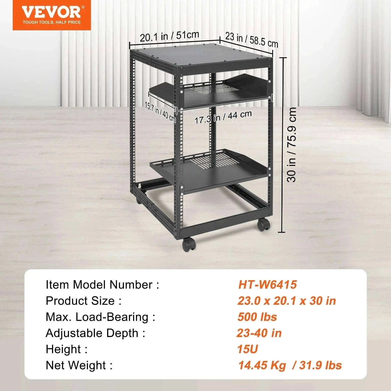 Open Frame Server Rack 12U–20U Adjustable Depth Wall or Floor Mount-20U / United States