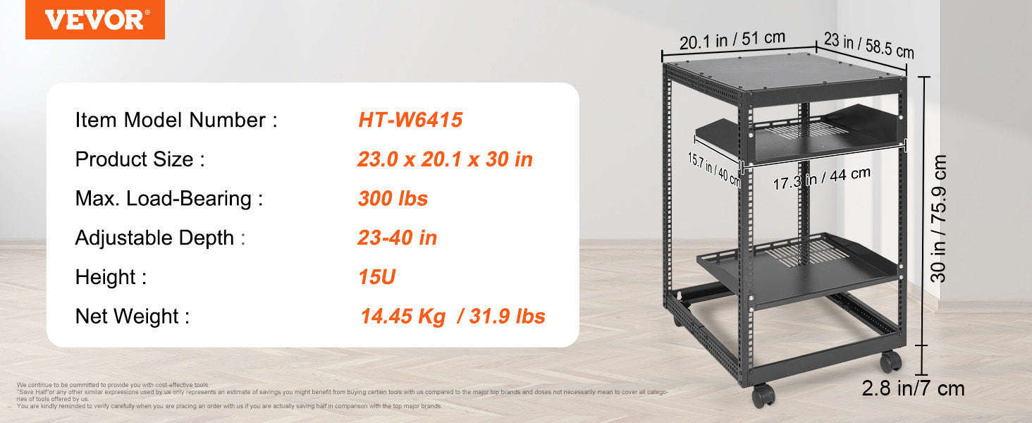 Open Frame Server Rack 12U–20U Adjustable Depth Wall or Floor Mount-20U / United States