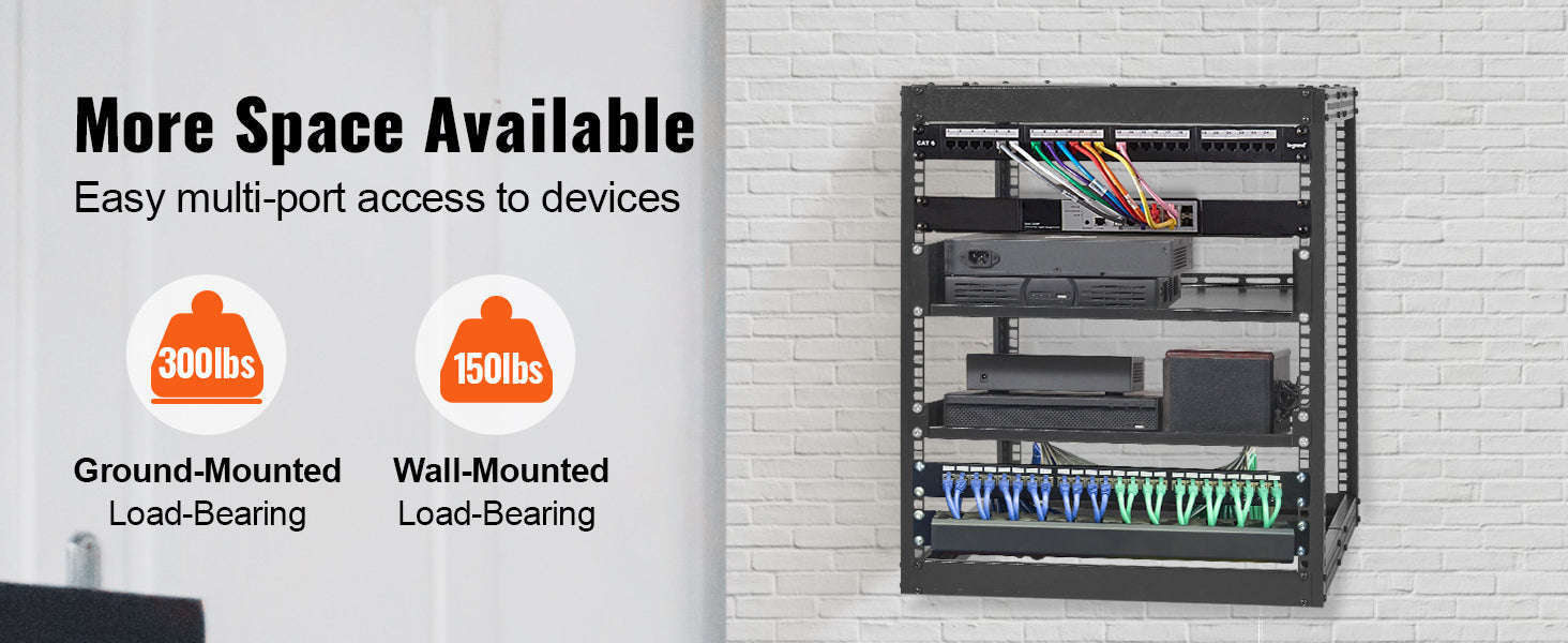Open Frame Server Rack 12U–20U Adjustable Depth Wall or Floor Mount-20U / United States