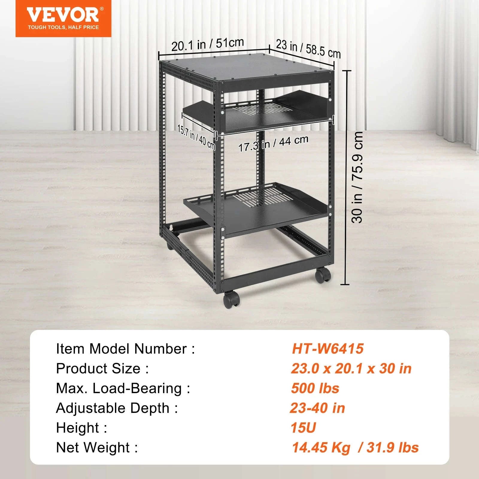 Open Frame Server Rack 12U–20U Adjustable Depth Wall or Floor Mount-20U / United States