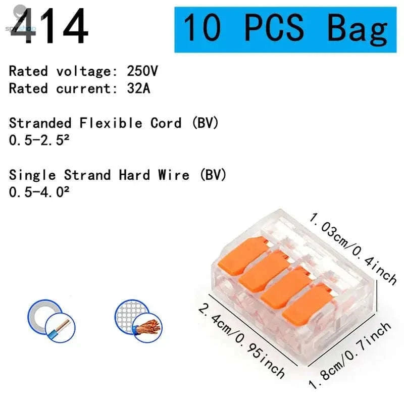 Orange Quick Plug-in Terminals for Fast, Secure Wire Connections-10pcs-415-Bag