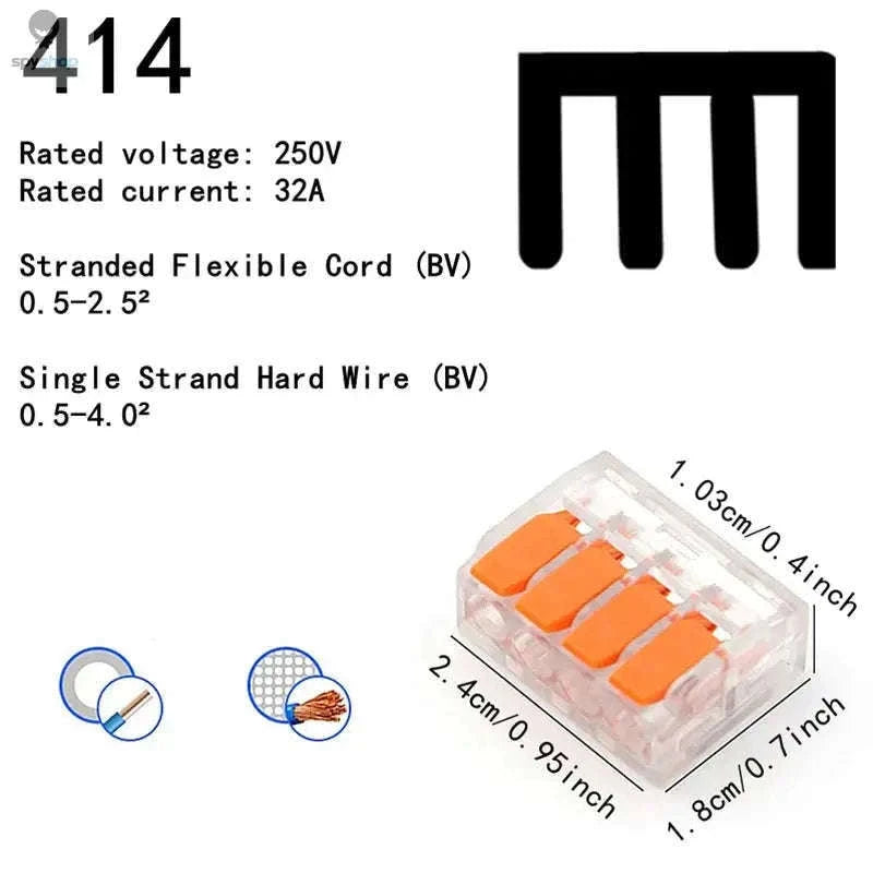 Orange Quick Plug-in Terminals for Fast, Secure Wire Connections-10pcs-415-Bag