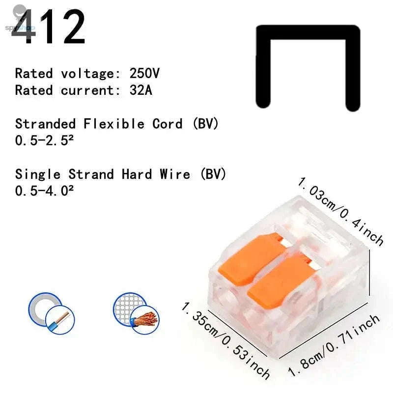 Orange Quick Plug-in Terminals for Fast, Secure Wire Connections-10pcs-415-Bag