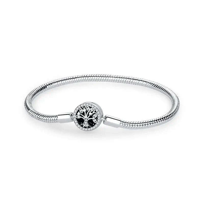 Original 925 Sterling Silver Bracelet with Heart Charms-20 / 17cm