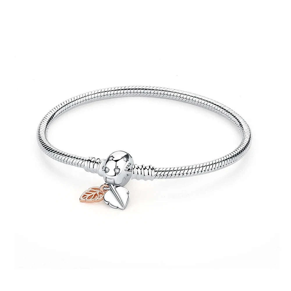 Original 925 Sterling Silver Bracelet with Heart Charms-20 / 17cm