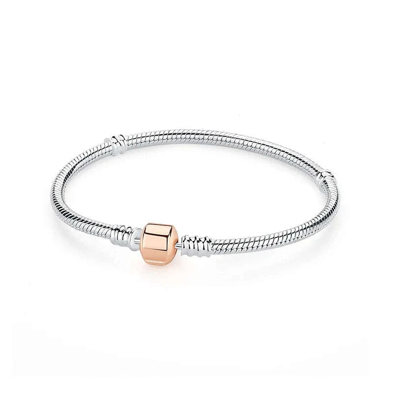 Original 925 Sterling Silver Bracelet with Heart Charms-20 / 17cm