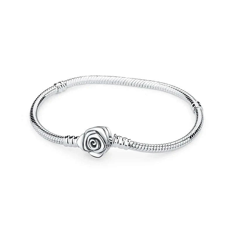 Original 925 Sterling Silver Bracelet with Heart Charms-20 / 17cm