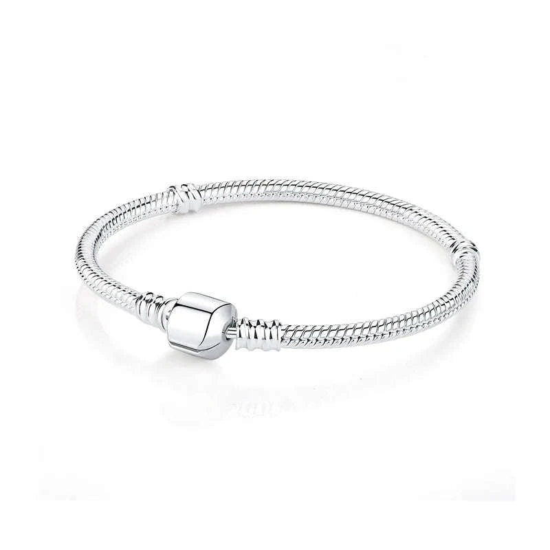 Original 925 Sterling Silver Bracelet with Heart Charms-20 / 17cm