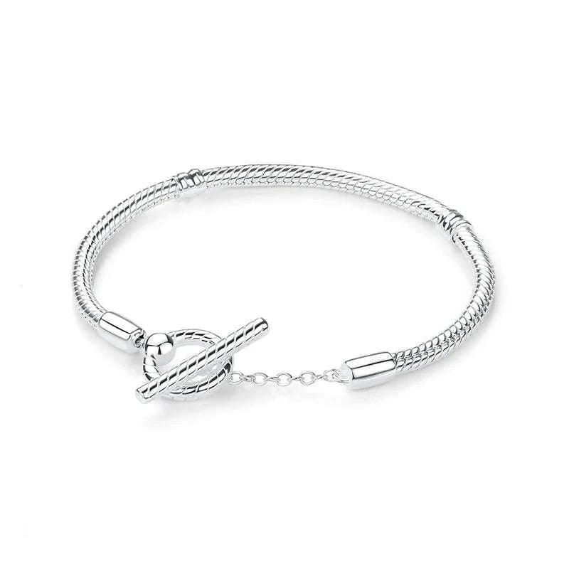 Original 925 Sterling Silver Bracelet with Heart Charms-20 / 17cm