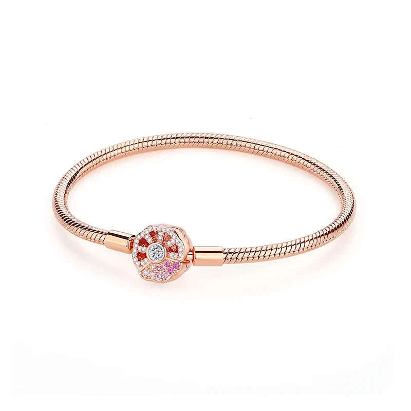 Original 925 Sterling Silver Bracelet with Heart Charms-20 / 17cm