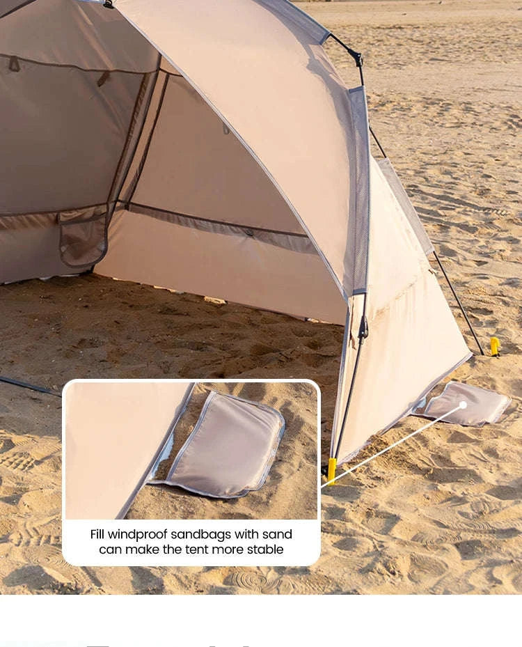 Outdoor 3-4 Person One-Touch Pop Up Camping Tent-Silver Coated Black