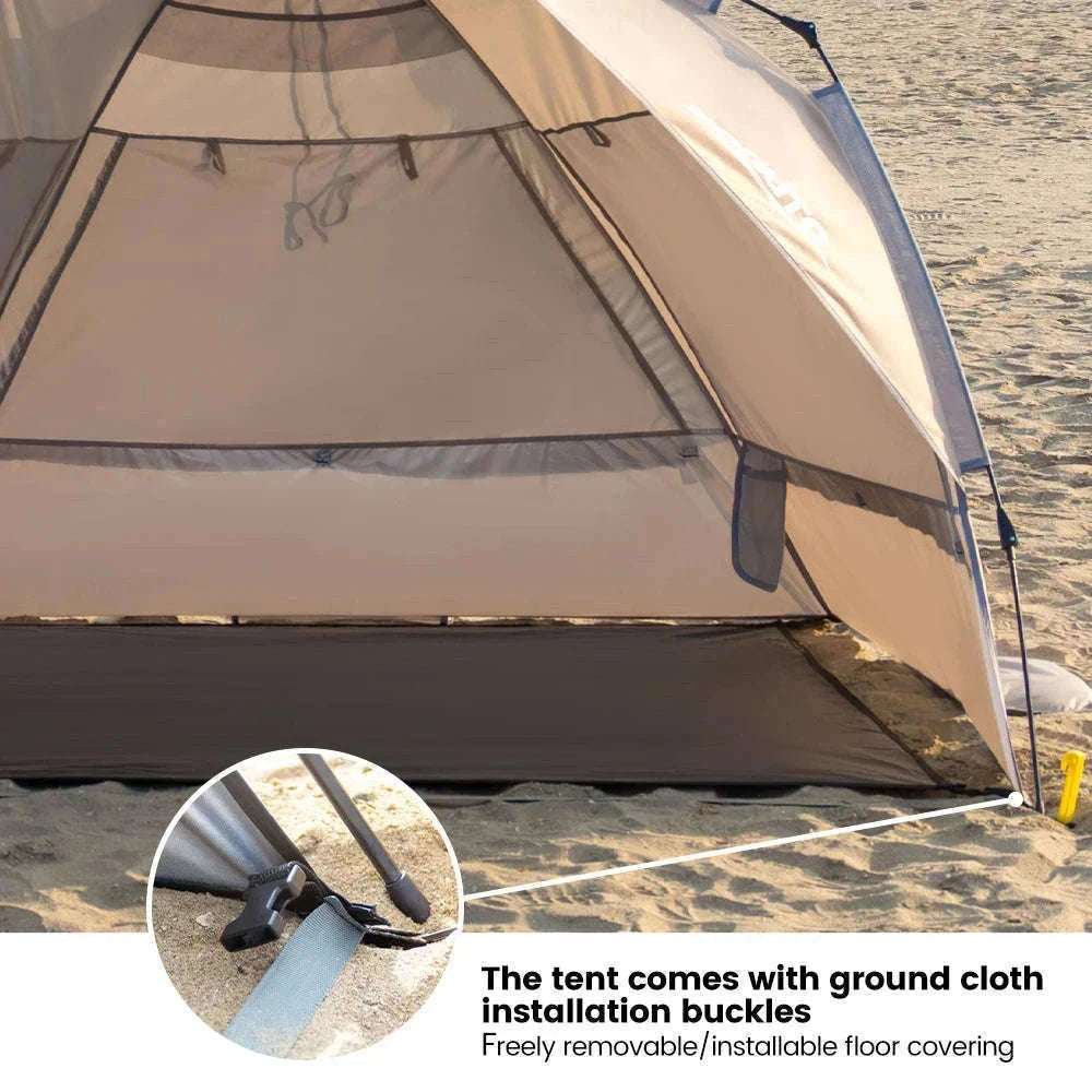 Outdoor 3-4 Person One-Touch Pop Up Camping Tent-Silver Coated Black