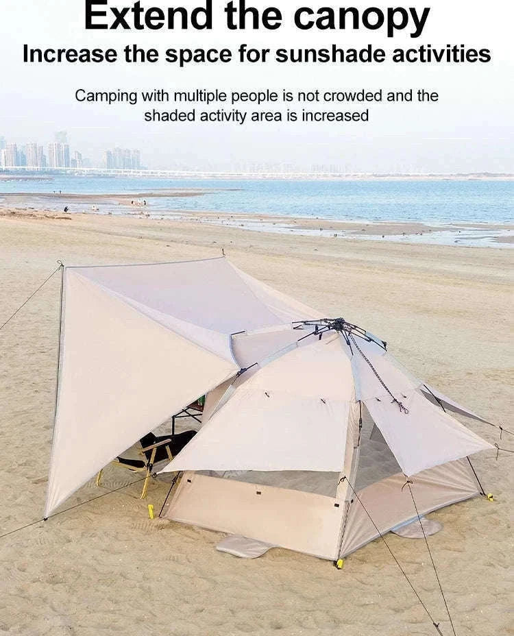 Outdoor 3-4 Person One-Touch Pop Up Camping Tent-Silver Coated Black