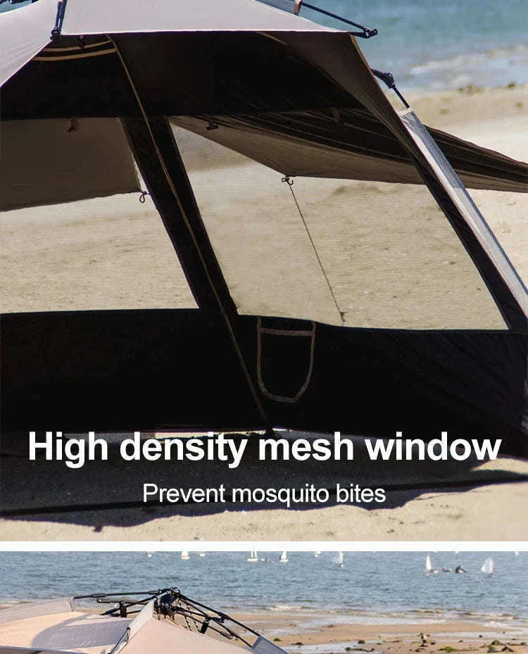 Outdoor 3-4 Person One-Touch Pop Up Camping Tent-Silver Coated Black